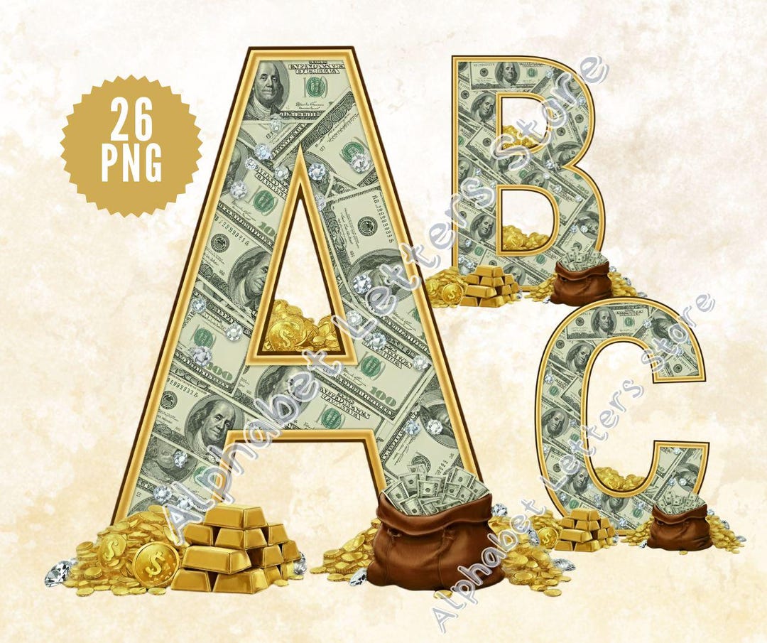 Money Font Png, Gold Diamond Letters, Dollar Sign Png, Luxury Font ...