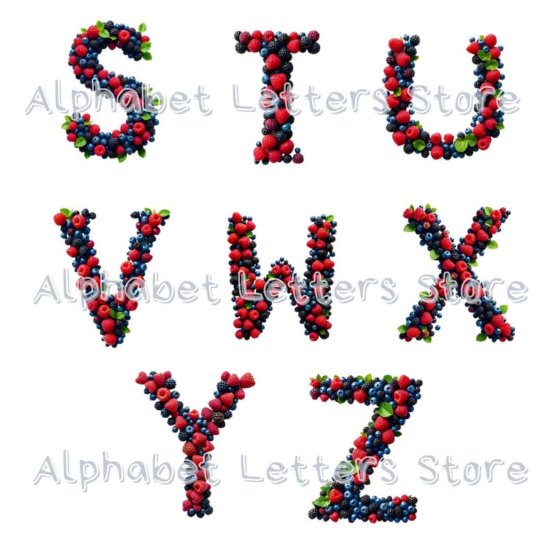 Fruit Alphabet Png, Berry Alphabet, Forest Alphabet, Fruit Letters Png ...