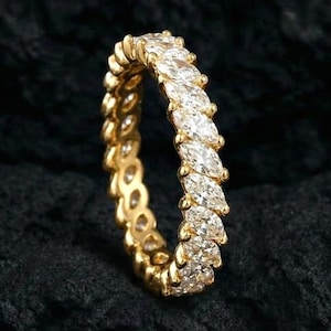 Marquise Cut Moissanite Full Eternity Band Ring,  Minimalist Stackable Ring, Moissanite Anniversary Jewelry, Dainty Promise Ring For Her .