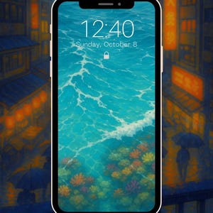 Big Blue Phone Wallpaper Pack • 5 Ocean Wallpapers • 9:16 PNG • iPhone & Android Digital Download