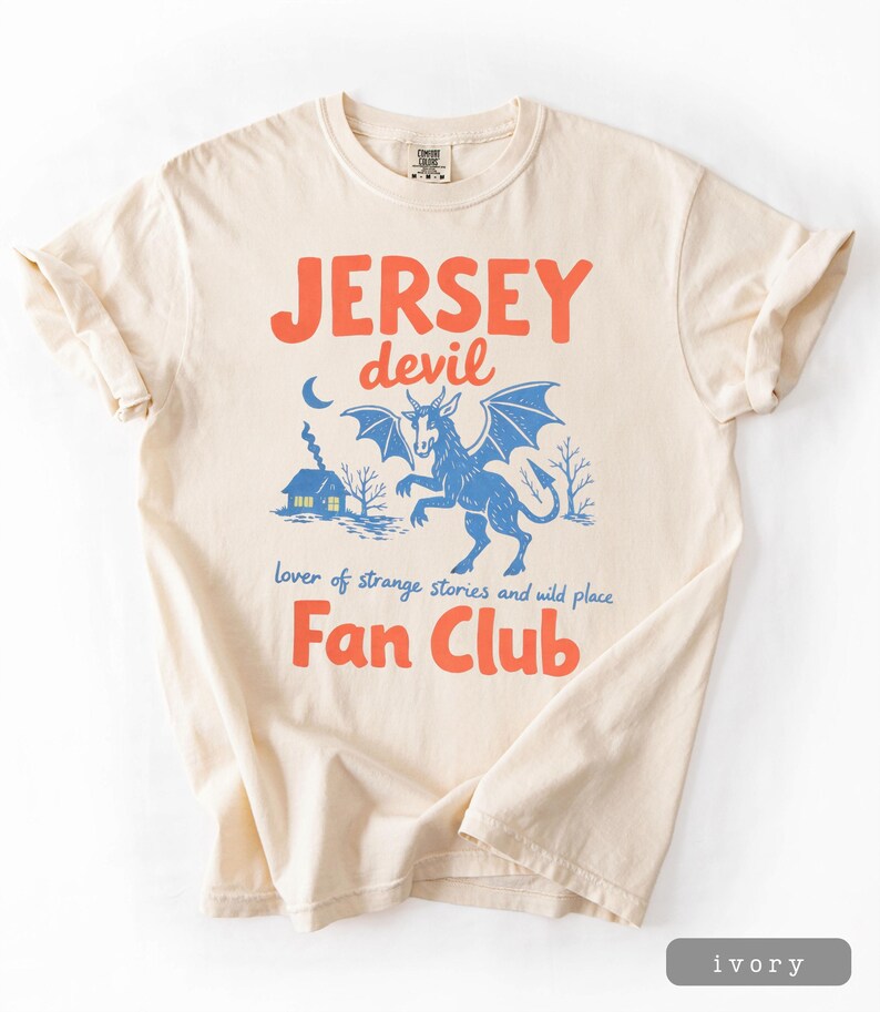 Jersey Devil Fan Club T-Shirt Jersey Devil TShirt Cryptid Shirt Vintage Retro Style Comfort Colors Pine Barrens Horror Aesthetic Paranormal image 5