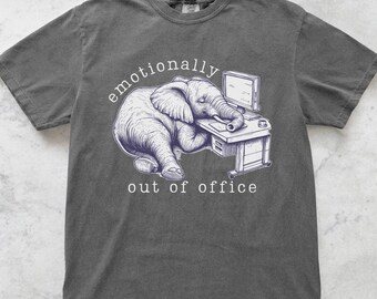 Office Elephant Vintage Style Tshirt, Adult Humor Tee Elephant T-Shirt Gift for Elephant Lover Sarcastic Shirt Animal Tshirt 90s Work Shirt