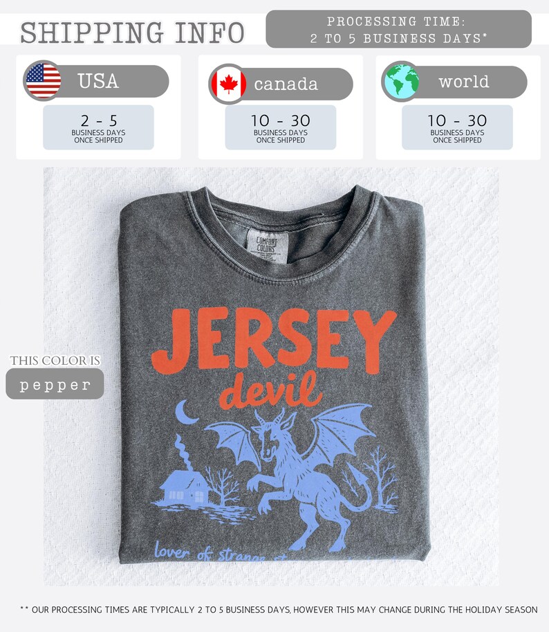 Jersey Devil Fan Club T-Shirt Jersey Devil TShirt Cryptid Shirt Vintage Retro Style Comfort Colors Pine Barrens Horror Aesthetic Paranormal image 7