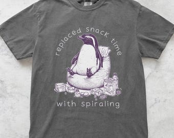 Spiralpingvin i vintagestil, t-shirt med humor för vuxna, pingvin, gåva till pingvinälskare, sarkastisk t-shirt med djurmotiv, 90-talsskjorta