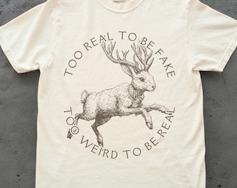 Jackalope Weird Vintage Style Tshirt, Adult Humor Tee Jackalope T-Shirt Gift for Cryptid Lover Sarcastic Shirt Animal Tshirt 90s Shirt