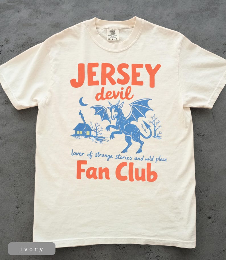 Jersey Devil Fan Club T-Shirt Jersey Devil TShirt Cryptid Shirt Vintage Retro Style Comfort Colors Pine Barrens Horror Aesthetic Paranormal image 1