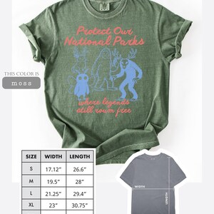 Cryptid National Parks T-Shirt Cryptid National Parks TShirt Vintage Retro Style Comfort Colors Tee Outdoor Adventure Creature image 8