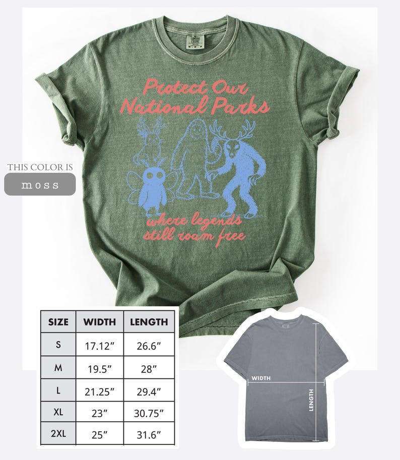 Cryptid National Parks T-Shirt Cryptid National Parks TShirt Vintage Retro Style Comfort Colors Tee Outdoor Adventure Creature image 8