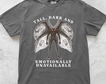 Mothman hoch dunkel Vintage Stil Tshirt, Erwachsene Humor T-Shirt Mothman T-Shirt Geschenk für Cryptid Liebhaber sarkastisches Shirt Tier Tshirt 90er Jahre Shirt Geschenk