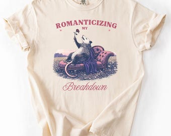 Romantisches Panne Possum T-Shirt Lustiges sarkastisches T-Shirt Schwarzer Humor T-Shirt Introvertiertes Grafik-Shirt Anti-soziales Zitat-Hemd Süß aber verdreht