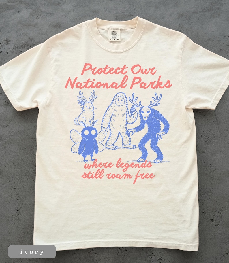Cryptid National Parks T-Shirt Cryptid National Parks TShirt Vintage Retro Style Comfort Colors Tee Outdoor Adventure Creature image 1