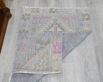 Vintage turkisk matta, modern dämpad geometrisk ytmatta i ull (6,4x1,2 m)