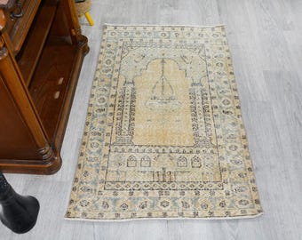 2.6x4.3 ft, ORANGE MEDITATION RUG, Vintage Oushak Rug, Hand Knotted Wool Rug, Modern Rug, Antique Distressed Area Rug Nursery, Shabby Chic