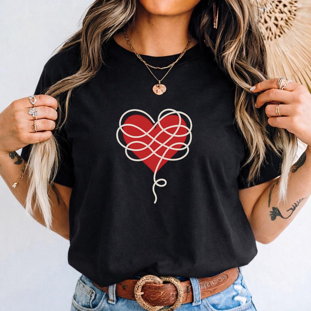 Love Heart Line Art T Shirt Minimal Abstract Valentine Graphic Tee - Etsy