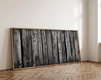 Rustic Wood Weathered Planks: Framed Canvas Print, Farmhouse Wall Art | Neutral Tones, Natural Style | 16x20 Inches