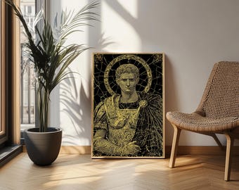 Augustus Caesar Canvas Print, Roman Emperor Portrait Wall Art, Ancient Regal Decor With Real Wood Frame