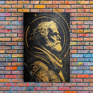 Stoic Elder Portrait Canvas Print, Greek Philosopher Wall Art, Abstract Ancient Decor, Real Wood Frame