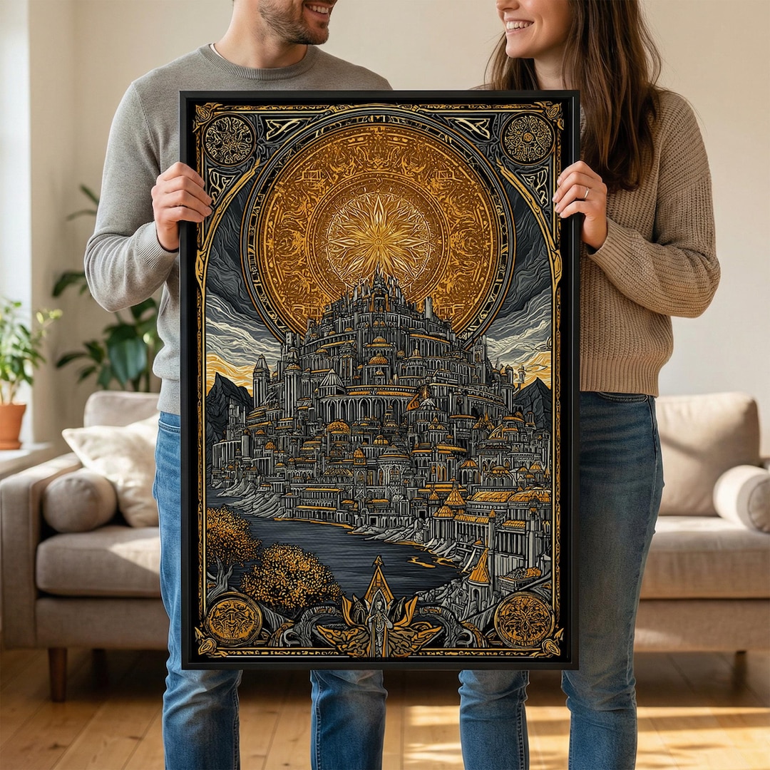 Asgard City Canvas Gold Art Canvas Art | Norse Mythology Viking Wall ...