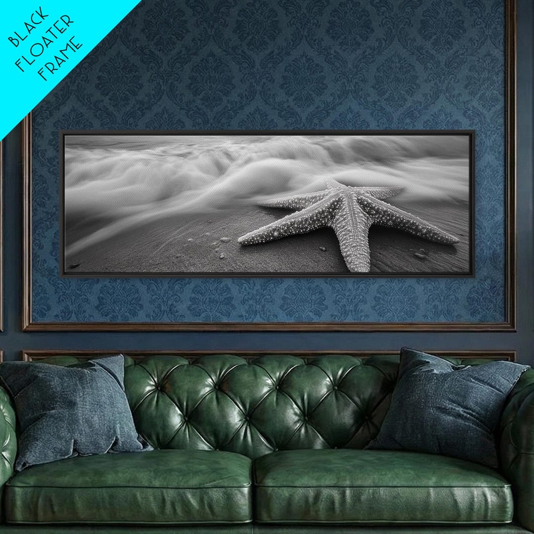 Star Fish Fast Motion Starfish Closeup, Ocean Wave Motion, Coastal Macro Scene, Framed Canvas ...