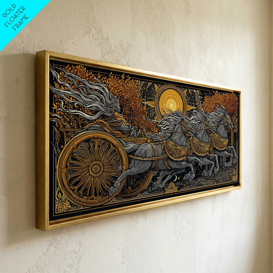 Chariot of the Dawn, Gold Canvas Art, Real Wood Frame, Mythology ...