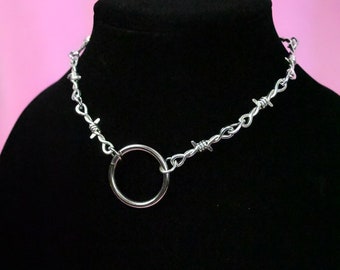 Barbed wire choker necklace