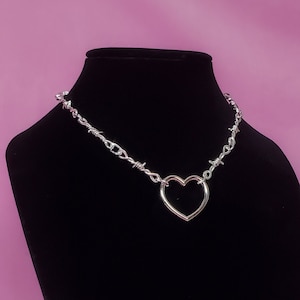Barbed wire heart necklace