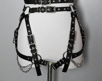 Caden body harness garter belt vegan or leather