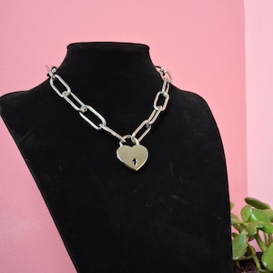 Locked in chain necklace - heart