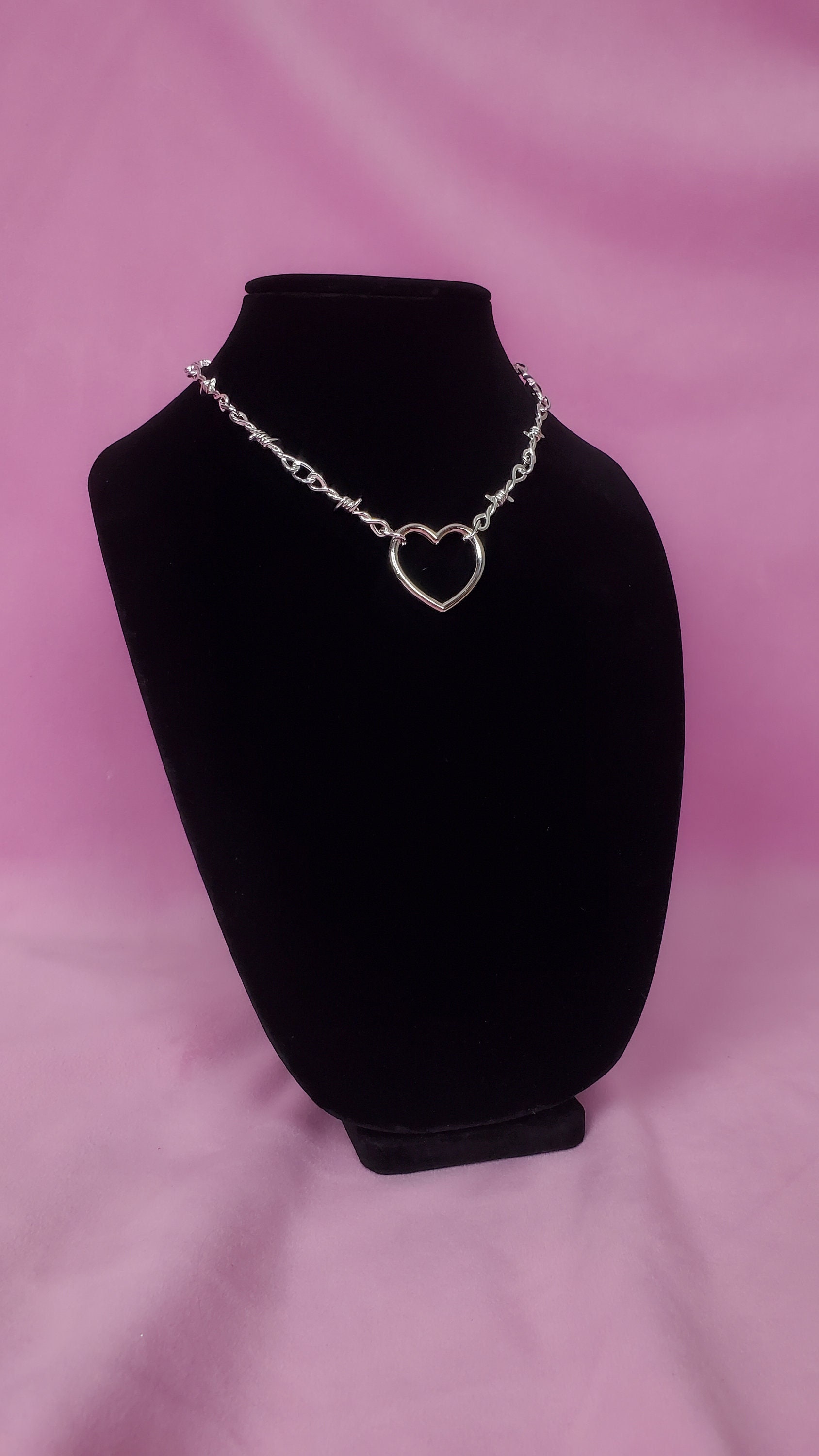Barbed wire heart necklace