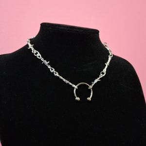 Septum ring barbed wire necklace choker