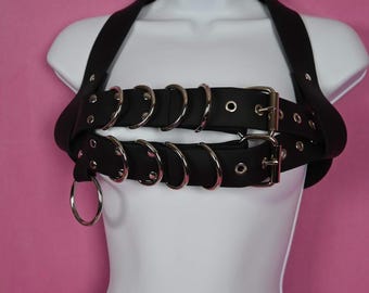Saturn buckle bra harness vegan or leather