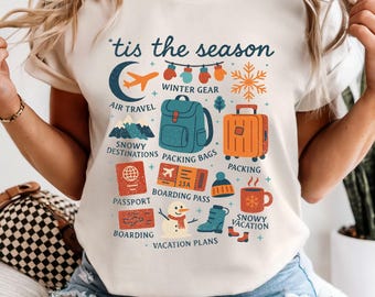 Winter vacation shirt for travel during the winter holiday time: travel tee shirts for vacation