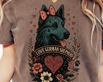 German Shepherd Comfort Colors Shirt or GSD Dog Owner Gift, Comfy Unisex Crewneck, Trendy Dog Mom Dad, Dog Loss Gifts, Dog Remembrance Gift