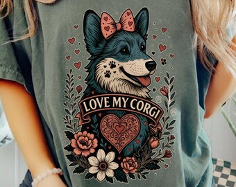 Corgi Lover Tee, Dog Owner Gift, Comfy Unisex Pet T Shirt, Dog Man Gift, Dog Graphic Corgi Mom T-Shirt, Women's Dog Crewneck, Loss of Pet