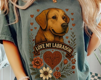 Camiseta Labrador, Camiseta Unissex Confortável para Donos de Labrador, Camiseta de Gola Redonda para Amantes de Cães e Animais de Estimação, Camiseta Moderna e Elegante para Pais e Mães de Cachorros