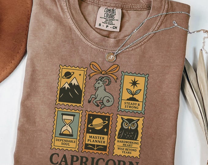 Capricorn Crewneck Sun Sign Gift, January Birthday Tee Capricorn T Shirt Apparel, Zodiac Graphic Birthday Astrology Apparel, Christmas