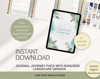 Digital Journal Pack Querformat: 9 Notizbücher mit Hyperlink + 700 Sticker (Sofortdownload für GoodNotes & Notability)