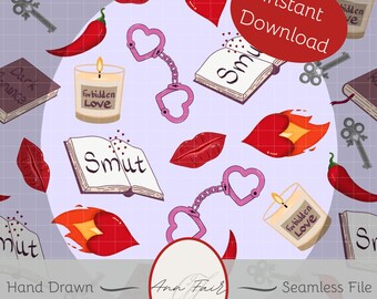 Smutty Valentine Seamless Pattern | Hand Drawn Dark Romance (Digital Download)
