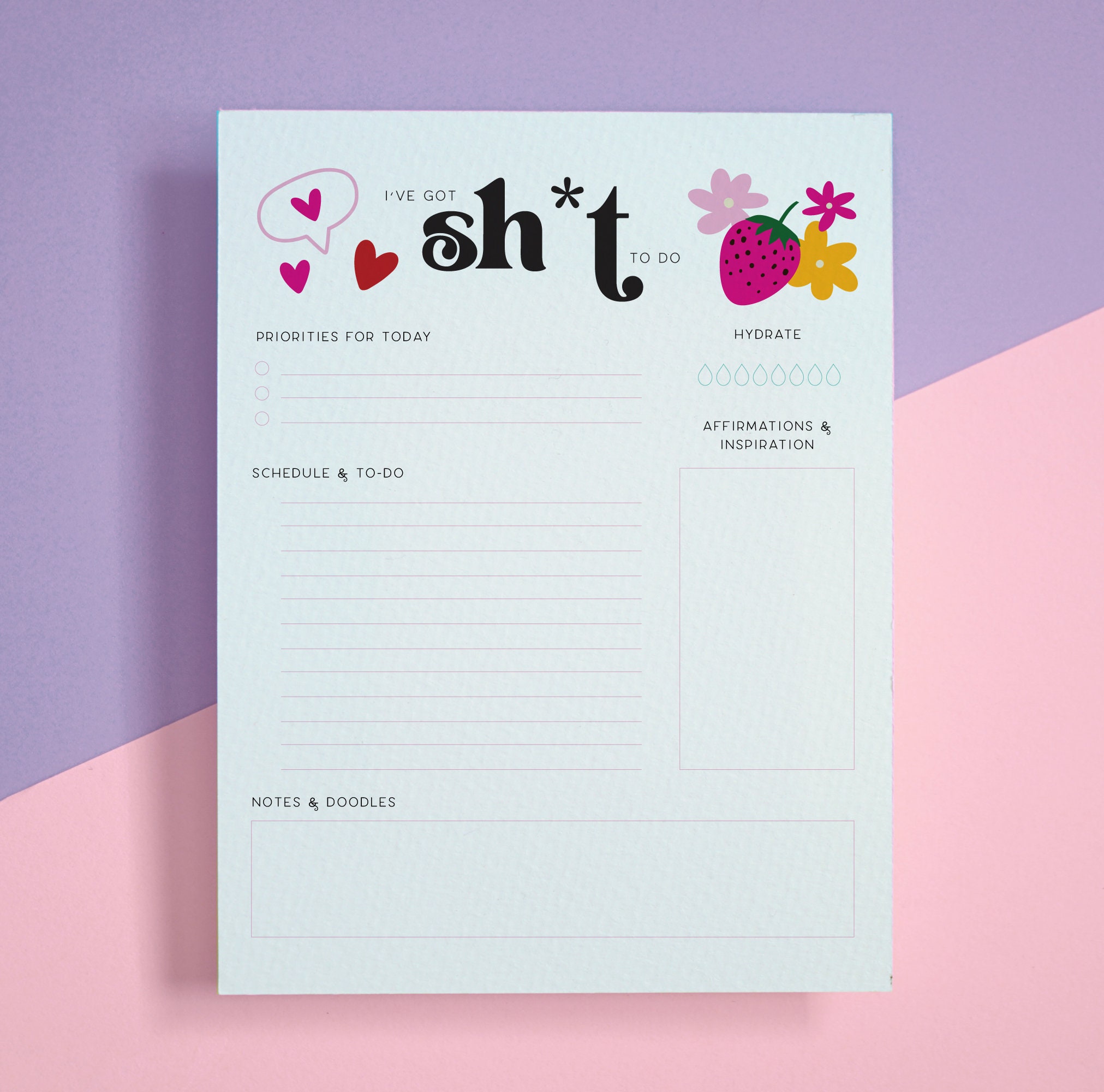 Printable Daily Planner 3 Fun Colors - Etsy