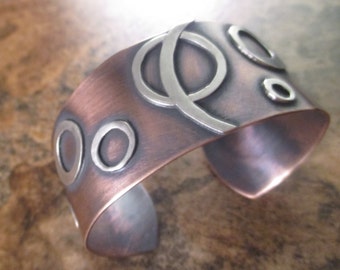 Circular Motion Bracelet - Copper and Sterling Silver Bracelet - Copper and Silver Jewelry - Rustic Bracelet