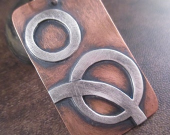 Circular Motion Pendant - Copper and Silver Pendant - Copper and Silver Jewelry - Rustic Pendant