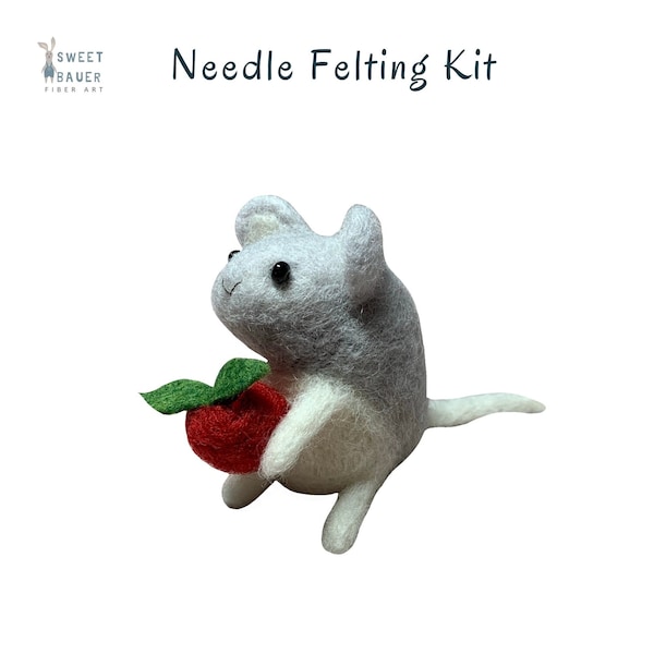 Mouse Needle Felting Kit for Beginner, Mouse Christmas Ornament DIY Kit