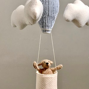 Golden Retriever Dog Mobile, Knit Custom Pet Baby Mobile, Hot Air Balloon Traveler Nursery, Gender Neutral Baby Room