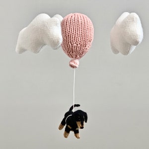 Wiener Dog Baby Nursery Mobile, Dachshund Baby Mobile, Cloud Balloon Mobile, Dog Nursery Mobile, Balloon Crib Mobile, Cloud Mobile