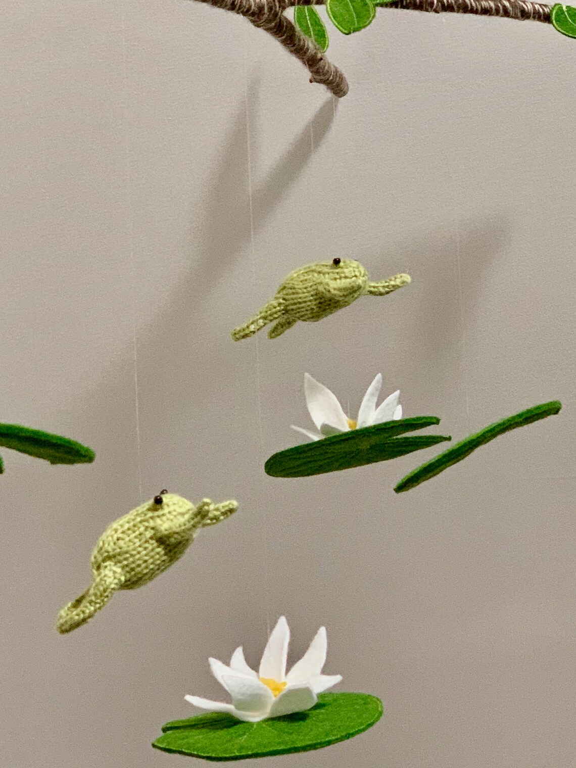 Frog Baby Mobile Natural Fiber Gender Neutral Nursery Decor Etsy