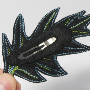 Oak Leaf Hair Clip, Green Silk Embroidered Hair Accessory image 5