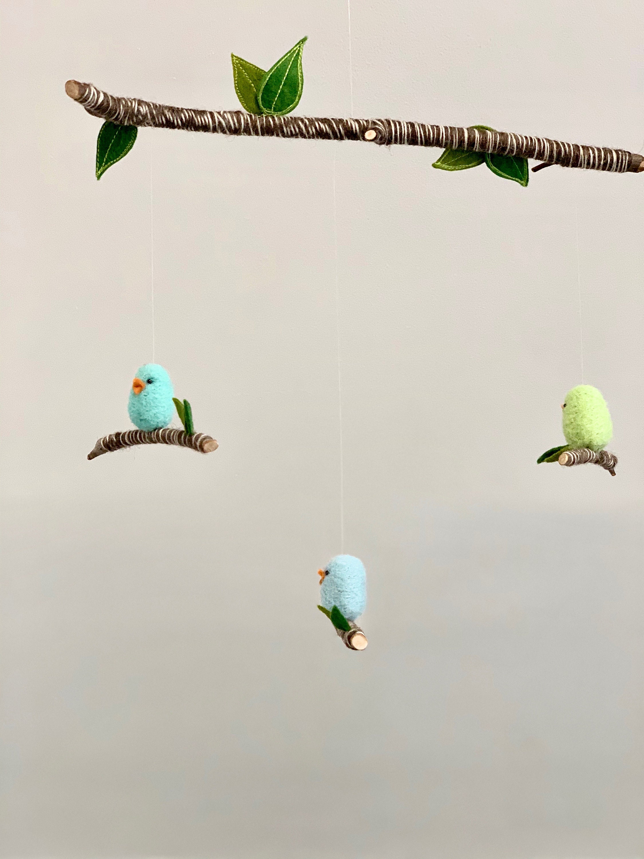 Bird Baby Mobile, Needle Felted Bird, Bird Nursery Mobile, Woodland