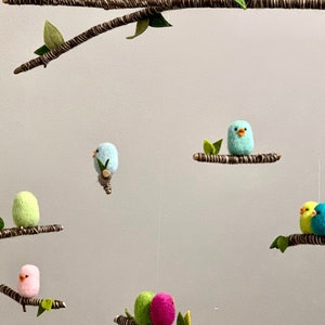 Needle Felted Bird Baby Mobile, Gender Neutral Nursery Decor