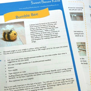 Bee Knitting Pattern and Picture Tutorial, Instant Download, Knit Bee Pattern DIY image 2