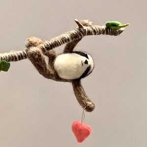 Sloth Ornament, Needle Felted Hanging Sloth Christmas Tree Ornament or Mobile